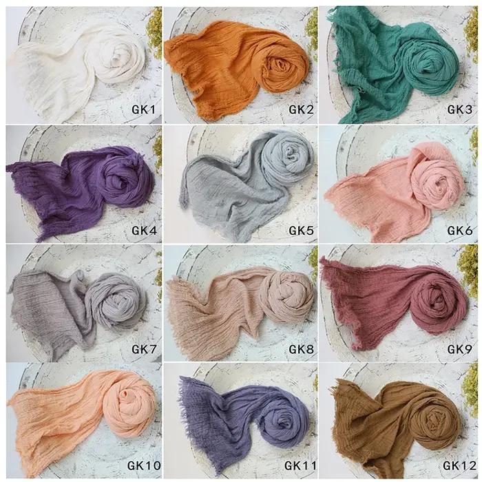 Seersucker-Accessoires de photographie pour nouveau-né, gaze de coton douce, couverture d'emmaillota