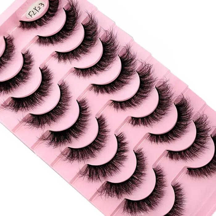 Faux-cils 3D en faux vison, 10 paires, faits à la main, naturels, nude, maquillage, simulation, croi