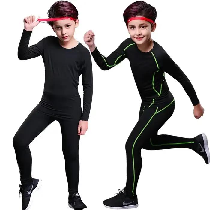 Enfants Compression course basket-ball vêtements de sport pantalons chauds hauts sous-vêtements jeun