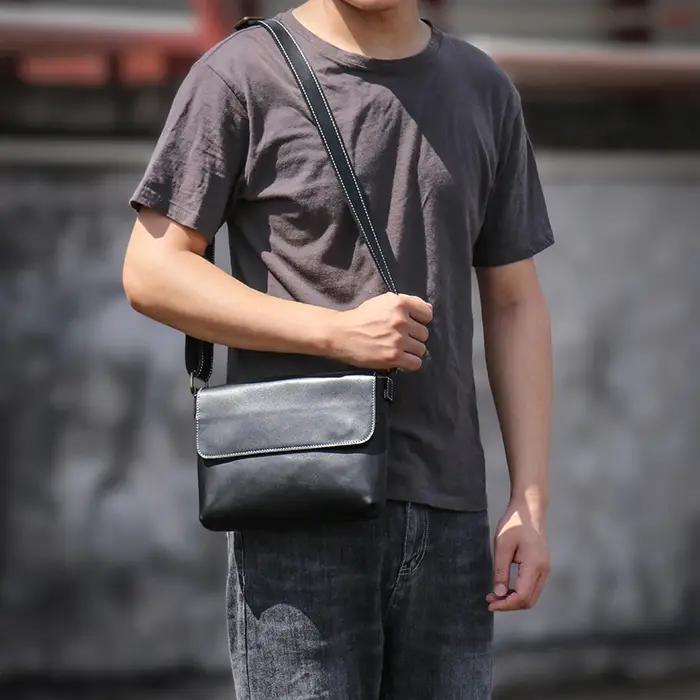 GURO-Sac messager vintage en cuir véritable pour homme, sac à bandoulière, cuir de vachette cheval,