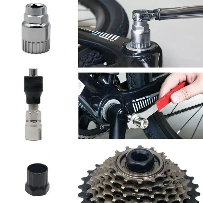 Kit d'outils de réparation de vélo déchaîneur extracteur de manivelle règle de mesure chaîne VTT outil démontage pignon réparation cyclismeextérieur
