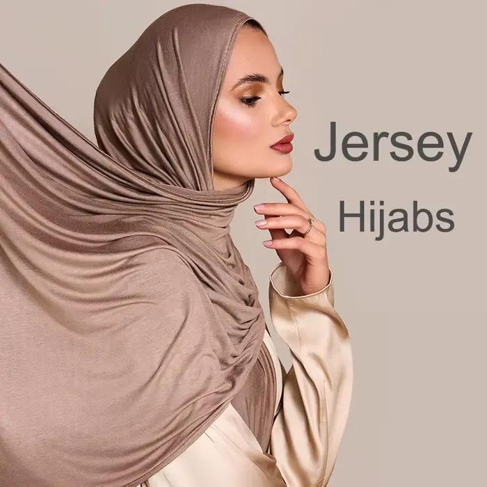 Écharpe Hijab en Jersey de Coton Modal pour Femme, Long Châle Musulman, Turban Doux Uni, Bandeau de
