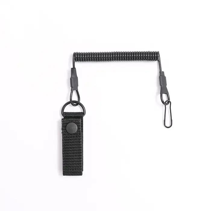 DulAnti-Lost Elastic Lanyard, Anti-vol, Anti-cut, Military, Spring Seat Belt, Gun Rope, Key Ring, Fl