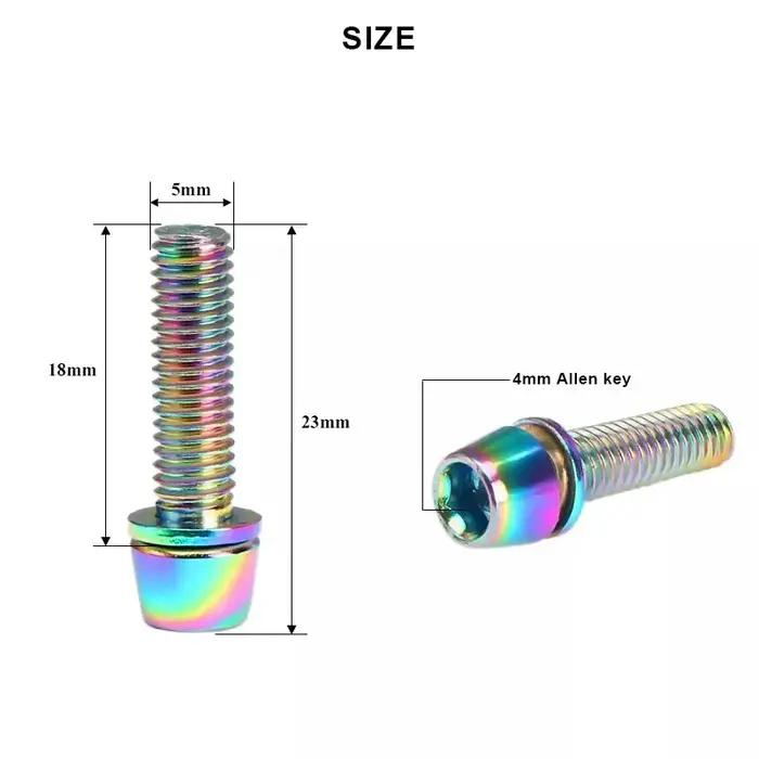 En Acier Inoxydable Coloré Pour VTT Route Vélo Tige Riser Vis De Guidon Vis M5 18MM 6 PCS/SET Titane