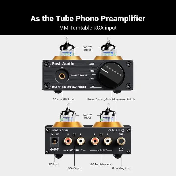 Préamplificateur phono Fosi Audio pour tourne-disque, préamplificateur stéréo mini HiFi à tubes à vi