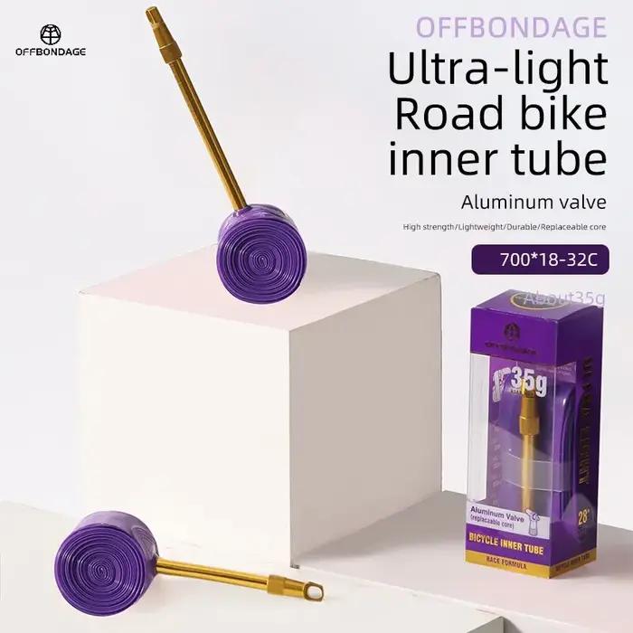 OFFBONDAGE-Chambre à air pour vélo de route ultralégère, tube en aluminium, 2 pièces, 60, 80mm de lo