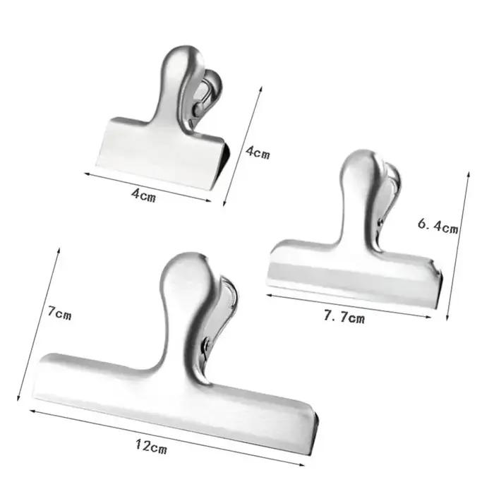 Clips de sac en acier inoxydable pour aliments, 3 pièces, Clips alimentaires en métal argenté robust