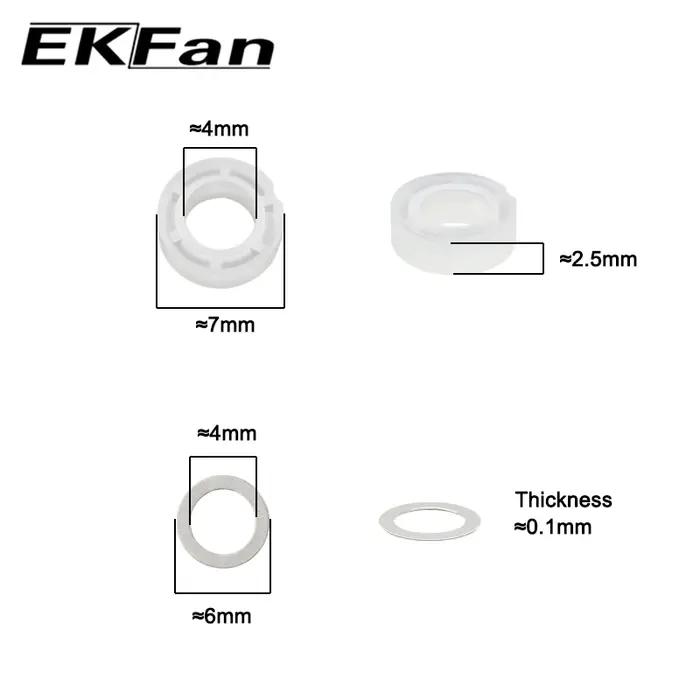 Ekfan – roulements en plastique d'essieu en acier inoxydable de 4mm, 7x4x2.5MM, pour moulinet de bas