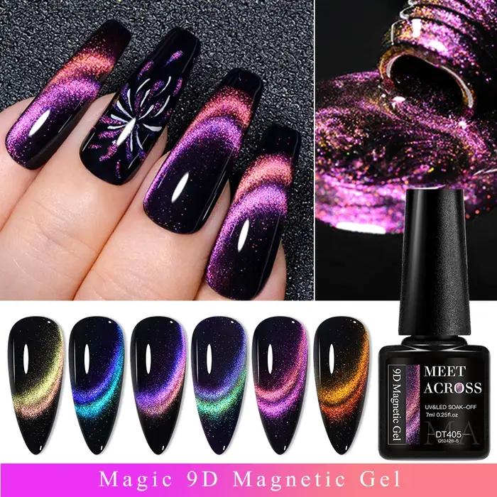 Vernis à ongles magnétique chat 140 couleurs, 7ml, holographique scintillant, galaxie LED UV, vernis