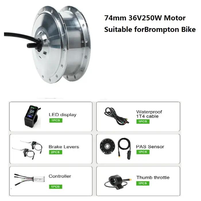 Kit de Conversion de Vélo Électrique Brompton Batterie 74mm Moteur 250W Roue de 16 Pouces Pour Cyclistes Urbains et Randonneurs