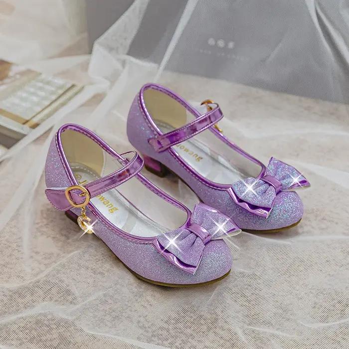 Sandales à strass papillon pour filles, chaussures de danse latine pour enfants, chaussures de princ