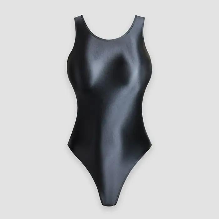 Maillot de bain brillant en satin XClocKNYoung, justaucorps brillant en satin, maillot de bain une p