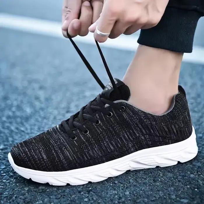 Chaussures de sport en maille respirante à lacets pour hommes, baskets décontractées, course à pied,