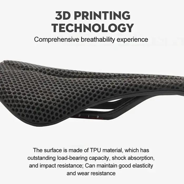 Selle de vélo imprimée en 3D ultralégère en Fiber de carbone, coussin de siège de vélo de route et d