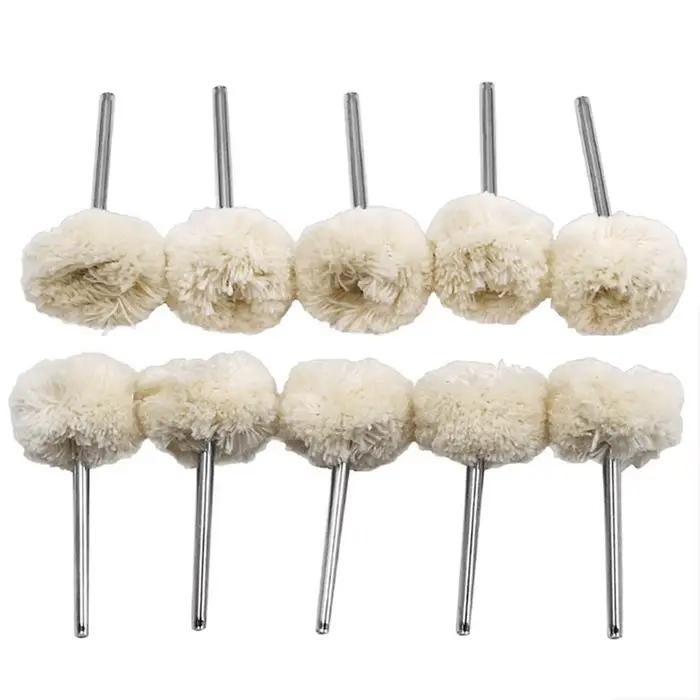 STONEGO 10 pièces tête de polissage de roue en laine avec tige de 3mm pour le polissage de bijoux mé