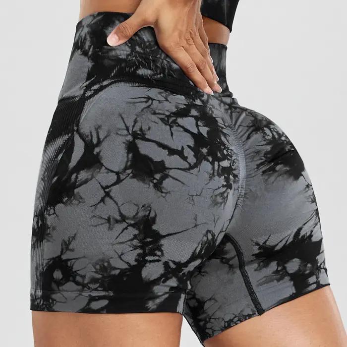 Short d'été teint par nouage pour femme, Fitness, sans couture, taille haute, short de Sport, course