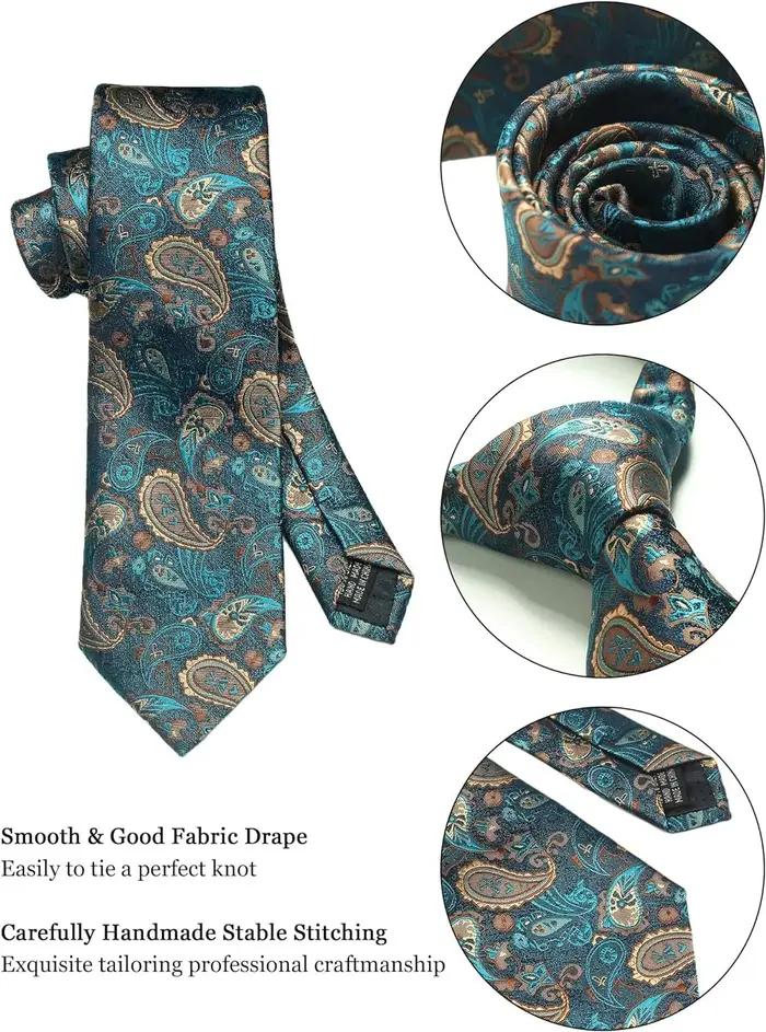 100% soie cravate Paisley Floral hommes cravate de qualité supérieure affaires cravate poche carré c