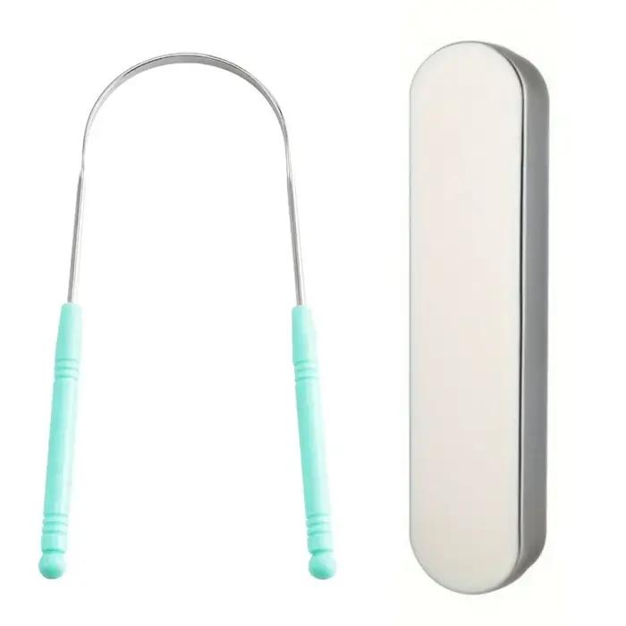Grattoir à langue en acier inoxydable, 1 pièce, nettoyeur de langue buccale, brosse à dents, hygiène