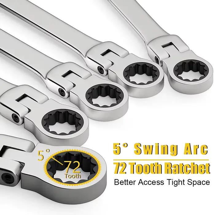 Jeu de clés combinées à cliquet, clé à cliquet à tête flexible métrique de 6 à 22 mm, clé en acier a