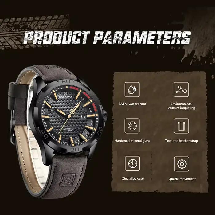 NAVIFORCE hommes Sport décontracté militaire Quartz calendrier montre-bracelet pour homme d'affaires