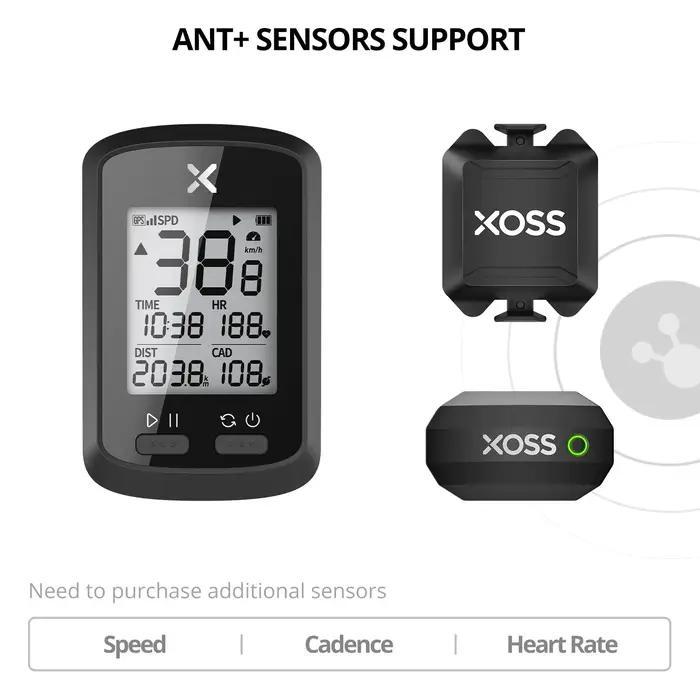 Ordinateur de vélo XOSS G+ GPS Compteur de vitesse sans fil pour VTT et vélo de route avec Bluetooth ANT+ résistant à l'eau pour cyclistes amateurs et professionnels