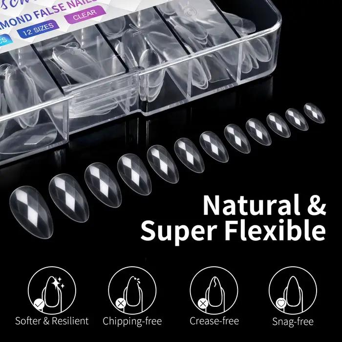 Nouveau 120/140 pièces carré amande cercueil ongles Extension conseils naturel clair couverture comp
