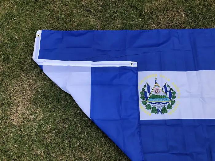 SKY DRAPEAU SV SLV Drapeau El Salvador 90x150cm Symbole patriotique d'El Salvador Drapeau polyester