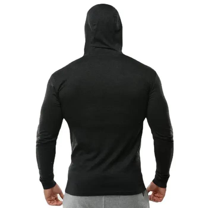 Nouveau sweat-shirt à capuche uni pour homme, manches longues, coton, fitness, musculation, coupe aj