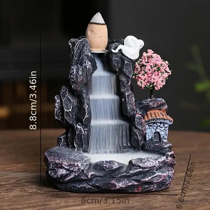 Brûleur d'encens montagnes rivière cascade parfum cheminée reflux arôme fumée Zen encensoir décorati