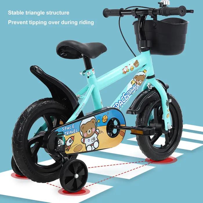 Vélo pour enfants, empêche les pieds coincés, Structure Stable, coussin élastique, vélo pour enfants avec roues d'entraînement pour âgés de 3 à 6 ans