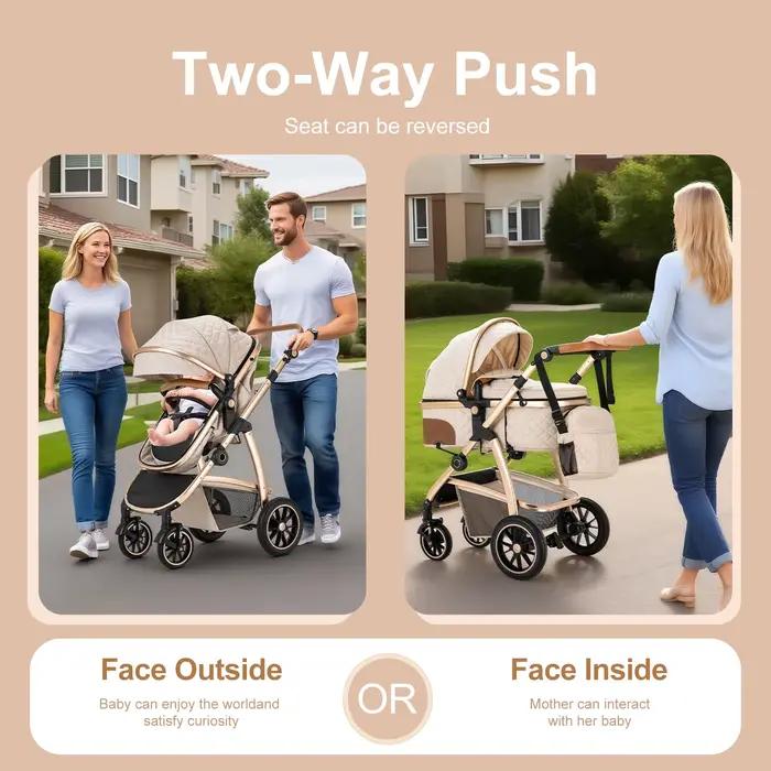 Poussette bébé 3 en 1 Portable voyage landau luxueux landau haut paysage cadre en aluminium poussett