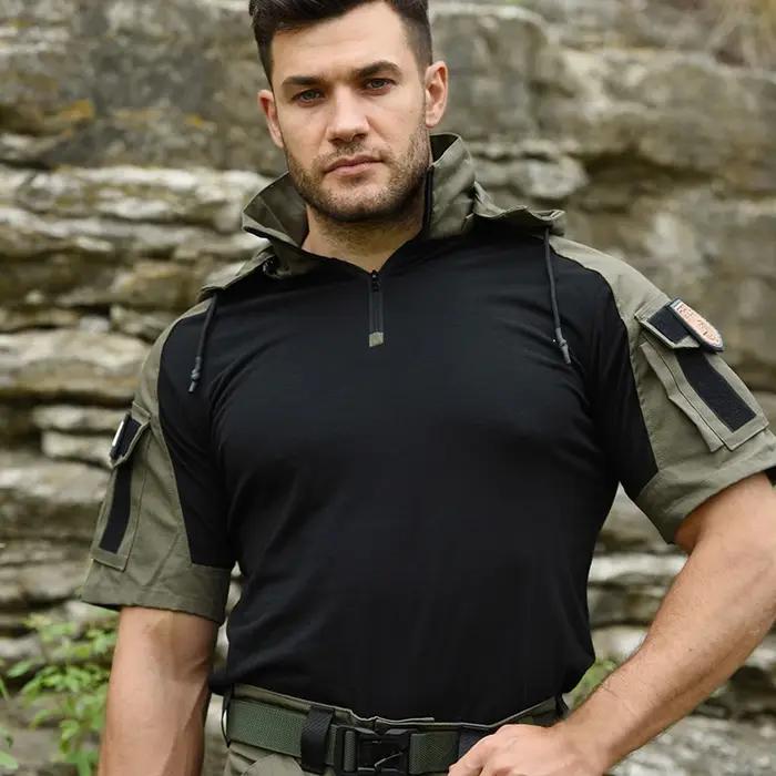 Chemise homme T-shirt tactique Safari chemises de Combat à capuche hommes vêtements chasse vêtements