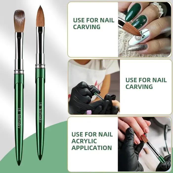Brosse à ongles en acrylique Kolinsky de haute qualité, nouveau produit en métal 100% pur, brosse Ko