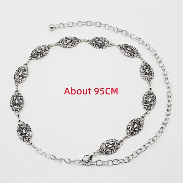 Ceinture en chaîne de taille bohème en métal pour femmes, Style ethnique polyvalent rétro, mode pull