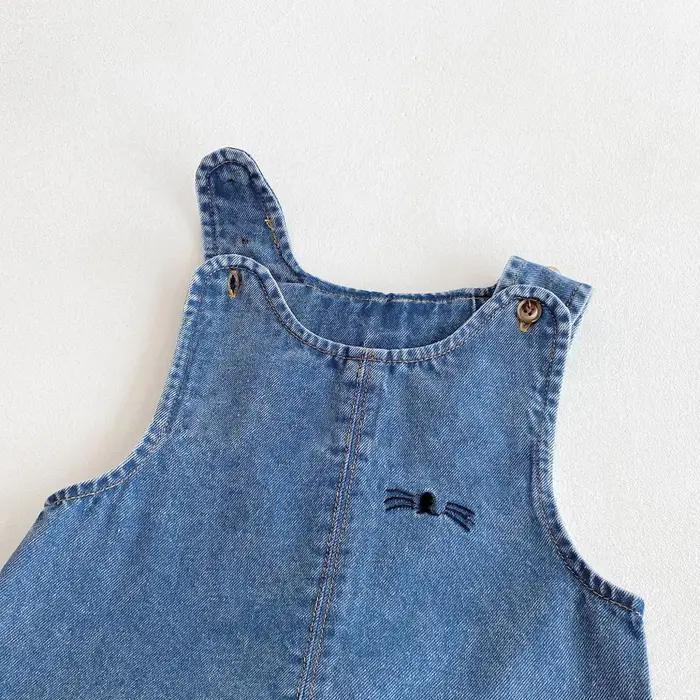 Salopette en jean pour bébé, automne et hiver, avec oreilles de lapin, pantalons longs mignons et pa