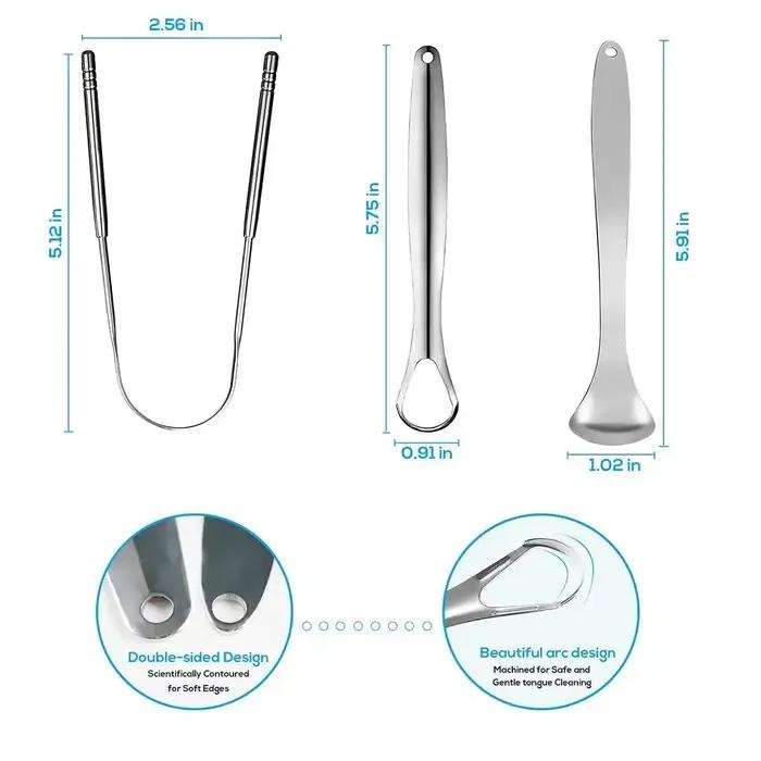 Nettoyeur de grattoir à langue en métal Premium 1 pièce/3 pièces pour adultes et enfants, grattoirs
