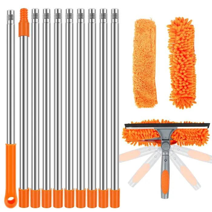Kit de nettoyage de vitres étendu 100-420CM, 2 en 1, nettoyeur de raclette de verre Double face, vad