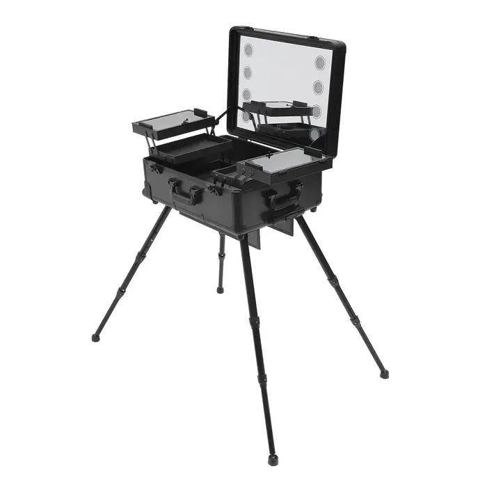 Mallette de maquillage roulante avec 8 lumières LED 5W, organisateur de rangement de grande capacité