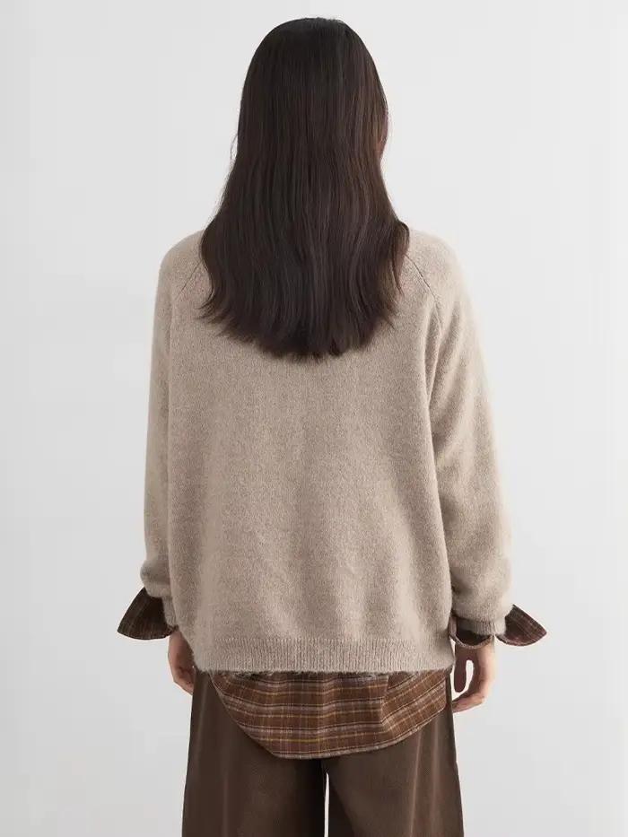 CHIC VEN femmes chandails ample décontracté O cou tricoté dessin animé chat chaud tricot pull femme