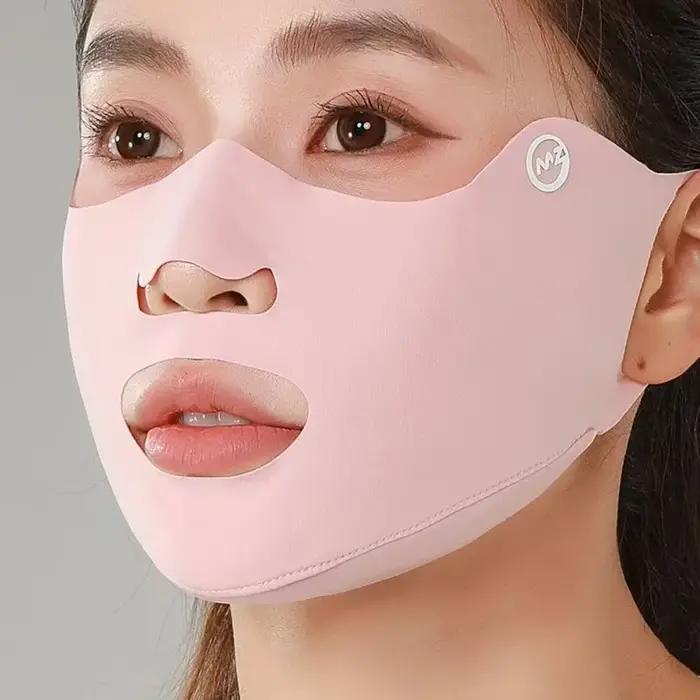 Nouveau masque respirant en soie glacée, masque de protection solaire Anti-poussière lavable, masque
