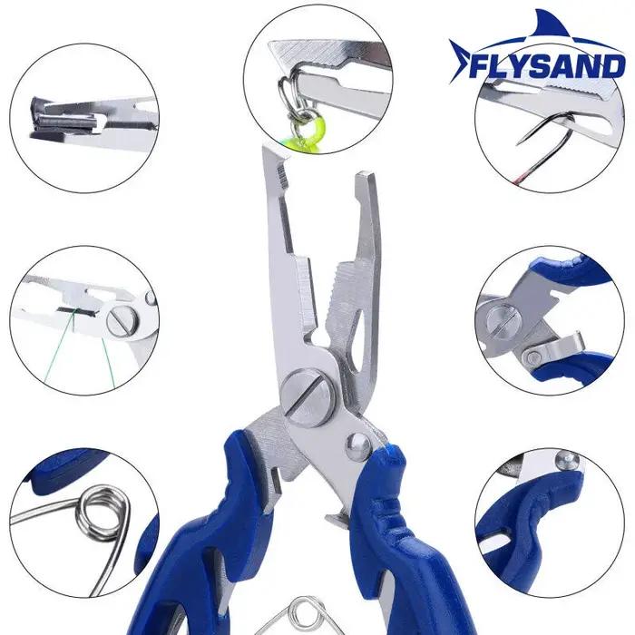 FLYSAND-Pince de pêche multifonction, ciseaux coupe-ligne, dissolvant d'hameçon, ouvre-anneau fendu,