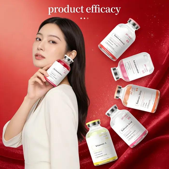 Ampoules à Jet d'acide hyaluronique, sérum pour le visage, Astaxanthine, Peptide de cuivre, collagèn