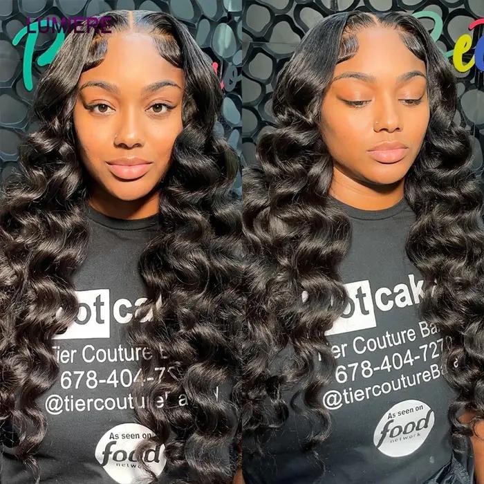 Lumiere-Mèches Péruviennes Naturelles Remy 3/4 Noires, Cheveux Ondulés, Double Trame, 10 à 30 Pouces