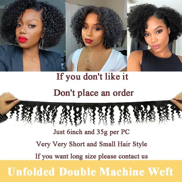 Code Calla rebondissant cheveux bouclés paquets Double tirage indien 6 pouces coupe courte Remy Exte