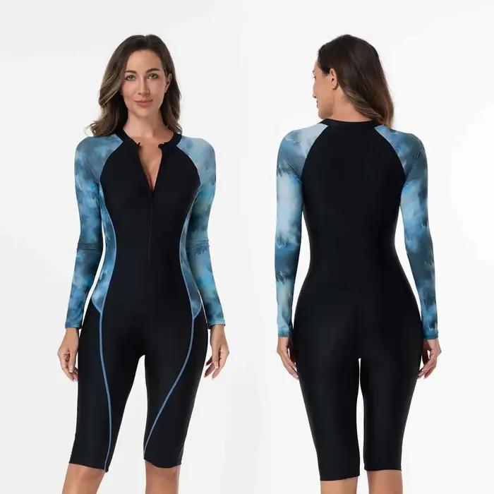 Femmes maillot de bain avec manches femme une pièce maillot de bain été maillots de bain maillot de