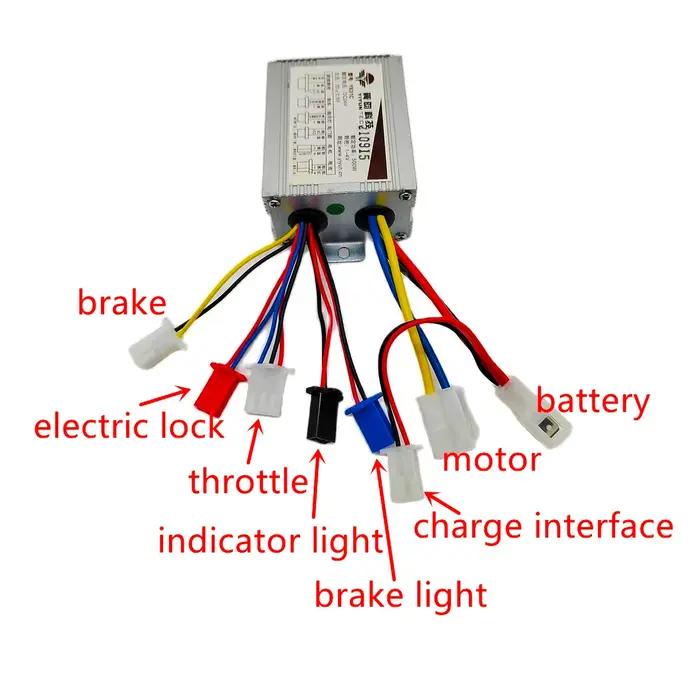 Contrôleur de moteur DC à balais pour vélo électrique/trottinette/vélo 24V 36V 48V 250W 350W 500W 1000W