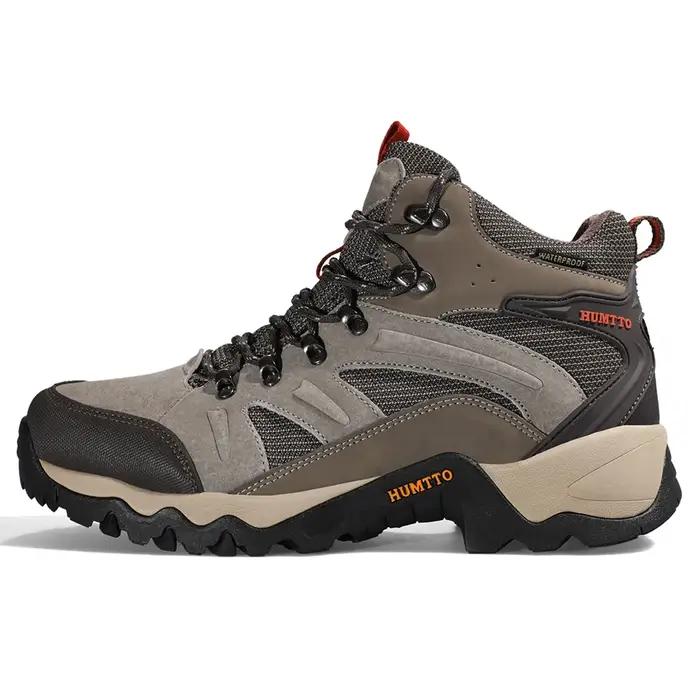 Baskets de randonnée en cuir HUMTTO pour hommes - Bottes tactiques imperméables camping