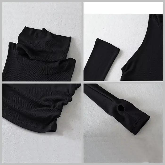Femme vêtements automne 2025 débardeur manches couverture sans manches plis latéraux col roulé T-shi
