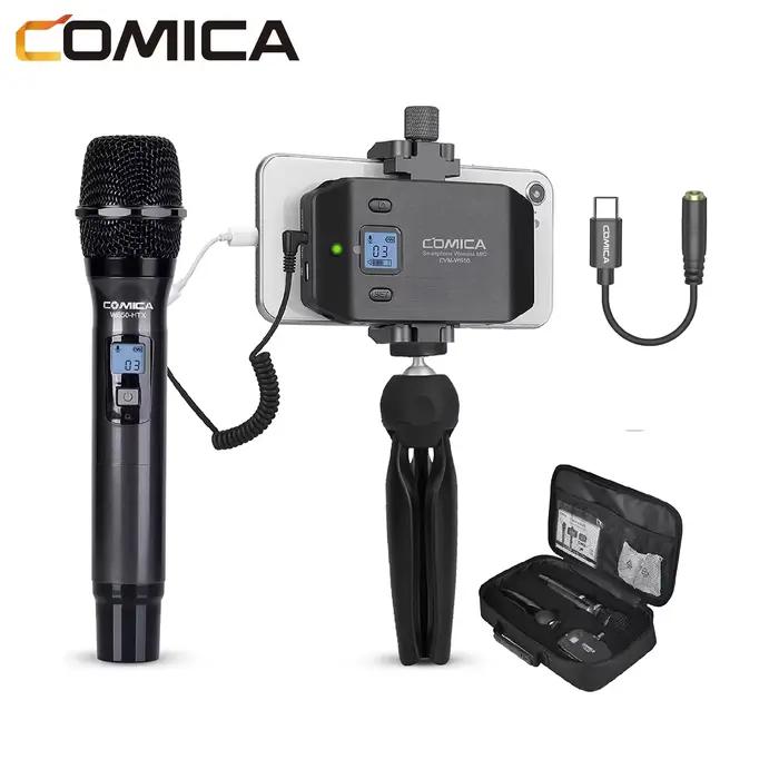 Microphone portable COMICA CVM-WS50H, microphone sans fil UHF, 6 canaux, micro à condensateur pour i