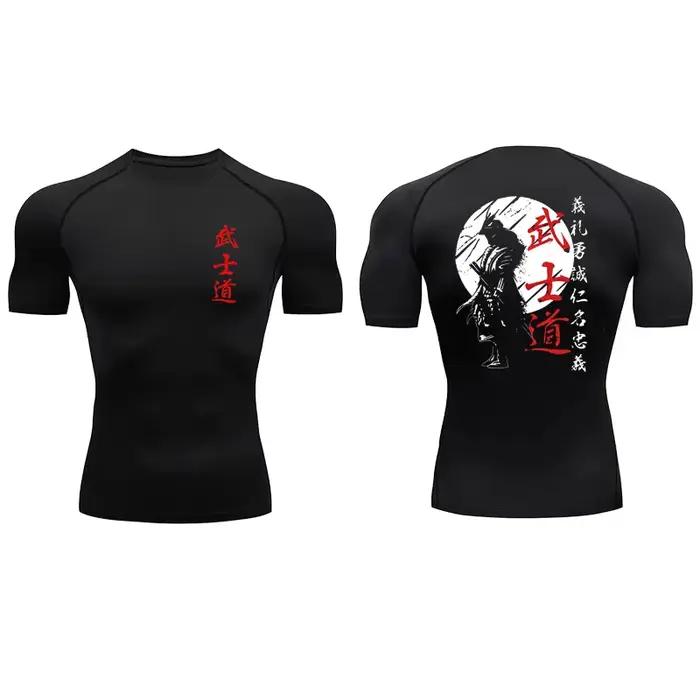 Chemise compression homme samouraï esprit - T-shirt sport séchage rapide été athlétique entraînement